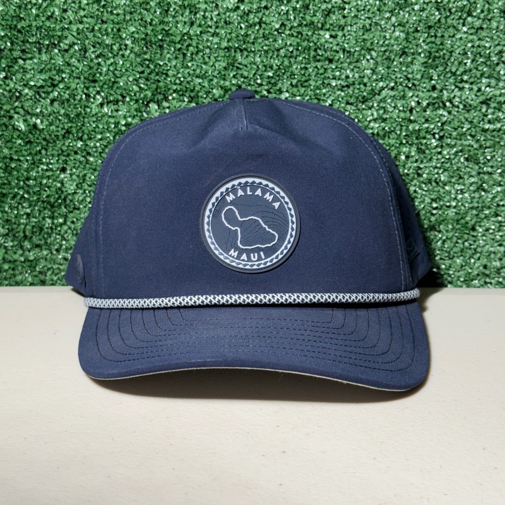 Melin Coronado Hydro Golf Hat Navy Blue Malama Maui Patch Snapback Cap One Size